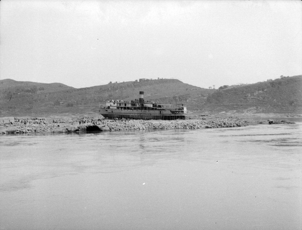 Beached steamer, Yangtze Gorges