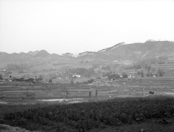 Farmland in a valley, Chungking