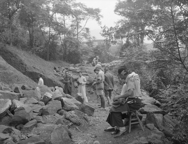 Debris from construction of dugout, Chungking