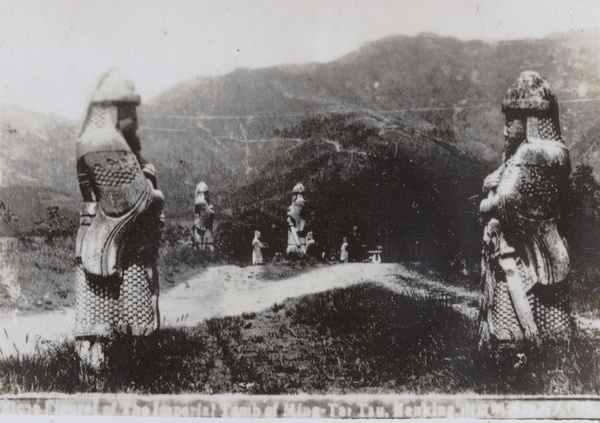 Stone warrior figures on the way to the Imperial tombs, near Nanking