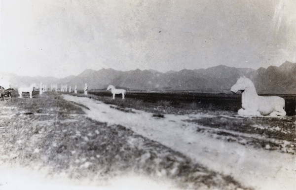 Stone horse figures on the way to the Imperial tombs, Nanking