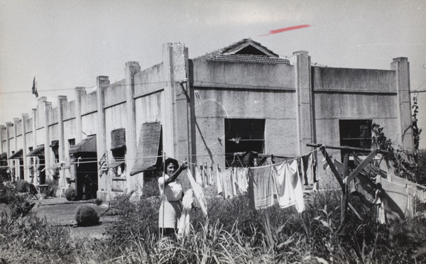 Hanging out laundry, by the Married Quarters, Lunghua Civilian Assembly Centre, Shanghai