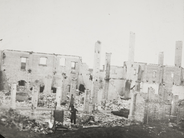Ruins of a building after being burnt down by soldiers, Sun Kai