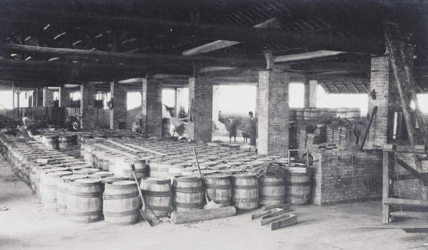 Barrels in washing and packing shed, China Mining & Metal Company Ltd., Hong Kong