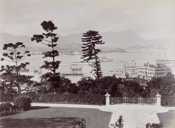 Victoria Harbour viewed from the Public Garden (Botanic Gardens), Hong Kong