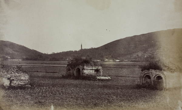 Graves in a rice field near Pagoda Hill, Shanghai