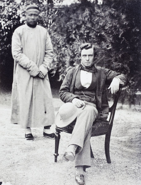 Richard Newby with a servant, Shanghai