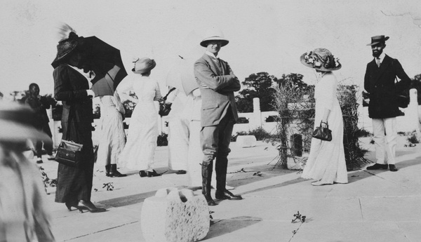 Visitors at the Circular Mound Altar, Temple of Heaven, Peking