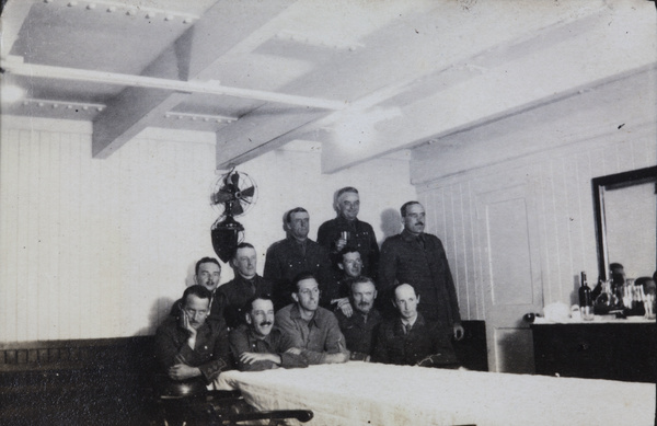 Chinese Labour Corps officers on board a ship