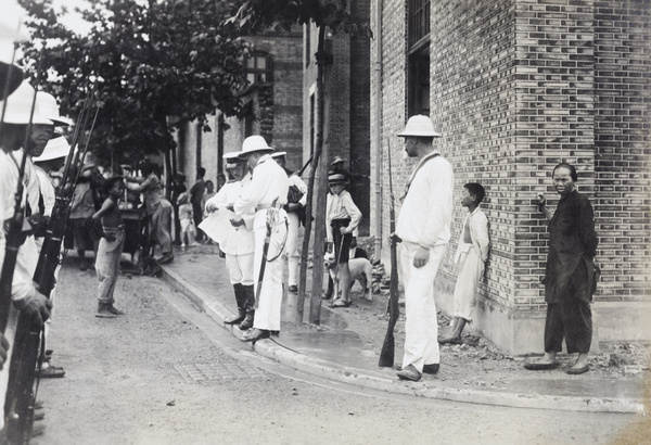 Russian Officer giving instructions to a Japanese Officer, Xinhai Revolution, Shanghai