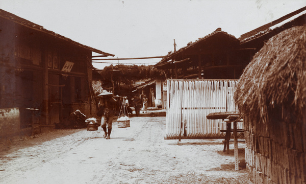 Drying noodles by a street