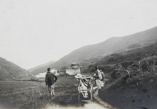 Looking back towards an old building