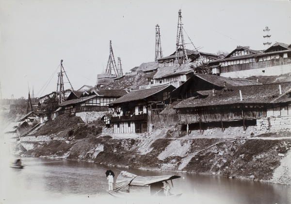 Some salt boring rigs, Tzuliuching, Zidong