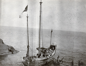 Unloading materials for lighthouse construction