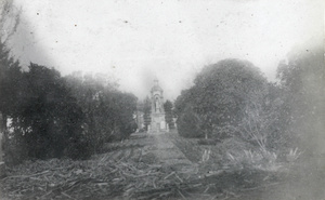 Memorial statue and garden