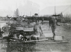 Children and sampans (double exposure)