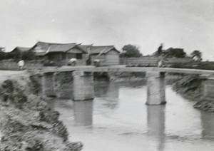 A bridge and buildings