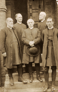 Bishop Banister, with four unidentified clergymen