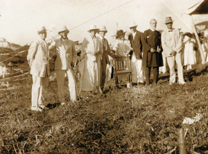 Bishop Banister with a group