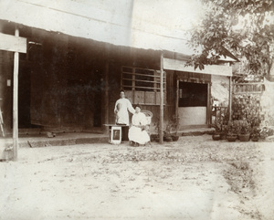 Couple outside a building