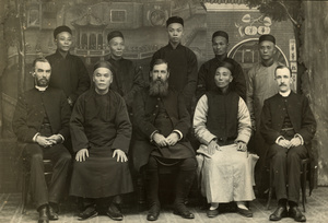 Bishop Banister, with other clergymen and Chinese men