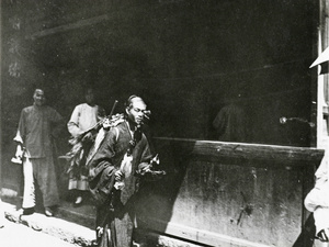 Pilgrim walking in a street