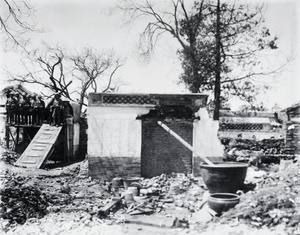 British Marines on a gun platform, Mongol Market, Peking