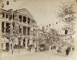 Shanghai Club, the Bund, Shanghai - festooned for the Duke of Connaught's visit