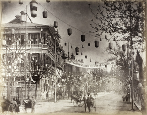 Union Insurance of Canton, The Bund, Shanghai, festooned for the Duke of Connaught’s visit