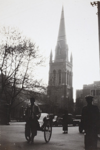 Rickshaw puller and Holy Trinity Church (圣三一主教座堂), Shanghai