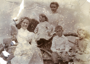 Group on a garden bench