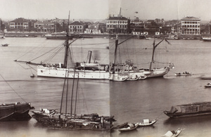 HMS Linnet, junks and the Bund, Shanghai