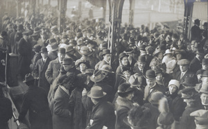 Crowd on jetty to bid farewell to the 46 - ss 'Arcadia', Bund, Shanghai