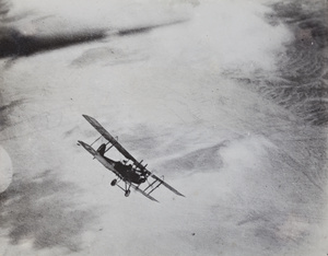 A biplane in flight