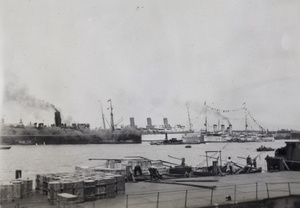 Wharf at Pudong and shipping, Huangpu River, Shanghai