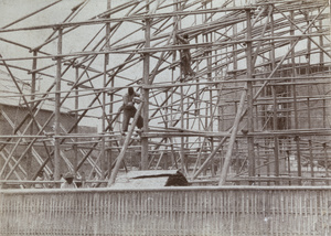 Matshed aircraft hangars under construction, Shanghai Racecourse, 1927