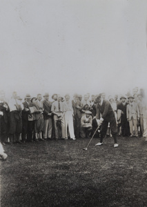 Walter Hagen teeing off, Exhibition Golf Match, Shanghai