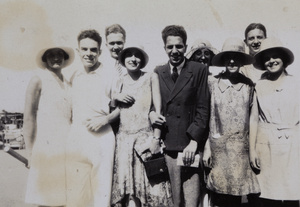 Frank Abraham with friends and family before his departure from Shanghai