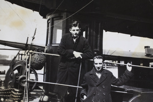 Willie Mulvey and Bill Sweeney on a boat, Shanghai