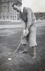 Mr Keyse playing golf at Shanghai Golf Club, Recreation Ground, Shanghai