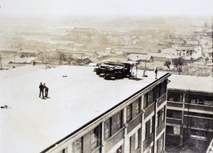 British observation post on British Cigarette Company roof, Pudong, Shanghai, 1927