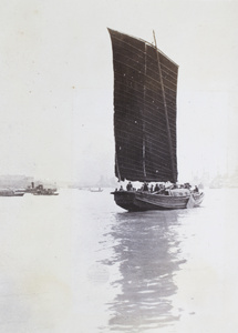 Sampan with sail, Huangpu River, Shanghai