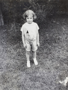 Marjorie Ephgrave wearing a top with a Mickey Mouse motif, Shanghai