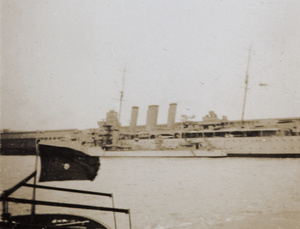 HMS Cumberland, with a destroyer, Shanghai, 1932