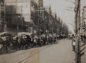 Japanese troops withdrawing after ceasefire agreement, Shanghai, 1932