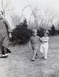 An amah with the Pulman children, Shanghai