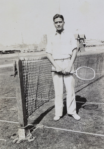 Mr C. Morgan, British Cigarette Company tennis team player, Shanghai