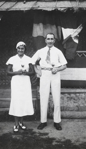 Frankie Bomko and her tennis partner, mixed doubles winners 1933, Shanghai