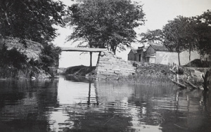 River scene and stone bridge