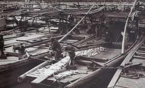 Kindling drying on a barge